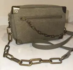 【数量限定】ビンテージコットン　オリーブグリーン チェーン付きショルダーバッグ