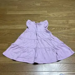 プティマイン　薄紫 フリル付きティアードドレス 100cm