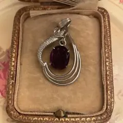 ヴィンテージ　アメジスト　天然石　シルバー　銀色　ペンダント　ヘッド　トップ