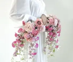 ウェディングブーケ バレリーナ　 ピンク 春婚　前撮り　フォト 造花　パステル