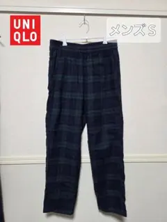 ユニクロ ストレッチフランネルイージーアンクルパンツ チェック メンズ S