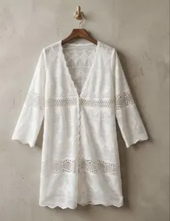 ​ROSE BUD ローズバッド レース ロングカーディガン ガウン ホワイト