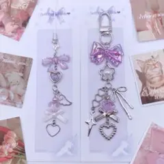 ビーズキーホルダー/ストラップ y2k 韓国 コレクトブック 紫 パープル