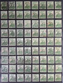 使用済切手】第2次ローマ字入り 金魚7円 100枚シート 昭和42年1967年