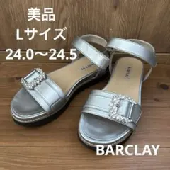 BARCLAY バークレー ビジュー サンダル シルバー 24.0 24.5のサムネイル