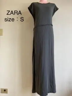 ZARA ロングワンピース エプロン グレー