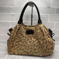 (美品)大人気、ケイトスペード、ハンドバッグ、丈夫なキャンパス、レオパルド、高級