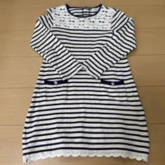 3can4on ボーダー　長袖ワンピース 140