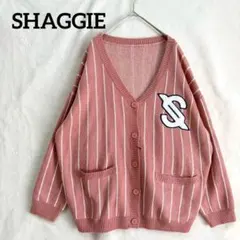 シャギー ワッペン オーバーサイズ カーディガン XL 大きいサイズ ピンクのサムネイル