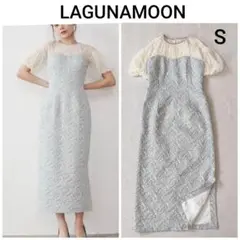 ラグナムーン チュールドッキングワンピース S ミント ジャガード オケージョン