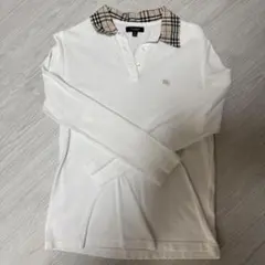 バーバリー　レディースM長袖ポロシャツ　白