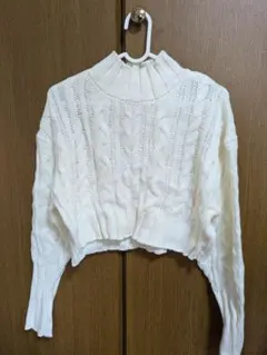 2PINK ケーブルニット クロップドセーター ホワイト