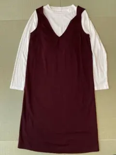 ★美品★ 西松屋 マタニティ服 レイヤードワンピース(授乳口付き)