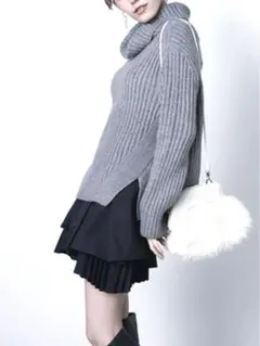 SNIDEL グレー タートルネックニットセットアップワンピース