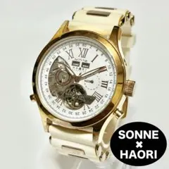 【手巻き】SONNE×HAORI コラボ 限定 裏スケ ホワイト 時計 稼働品のサムネイル