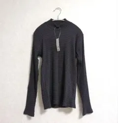 ユニクロ　リブハイネックT ボーダー 長袖