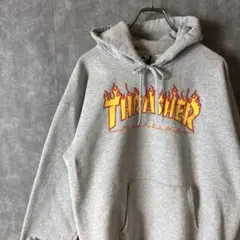 THRASHER フレイムロゴ パーカー グレー M スケーター　メンズ古着