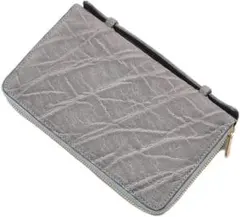 ■新品　送料込み■エレファント革　JRA認定品　特殊　スリム　セカンドバッグ　灰