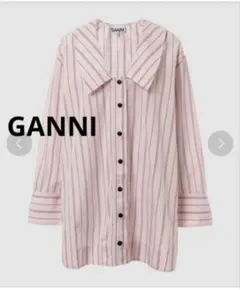 未使用品 GANNI ストライプセーラーカラーワンピース 銀ボタン