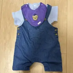 【美品】プティマイン 80㎝　半袖　デニムロンパースコーデ売り