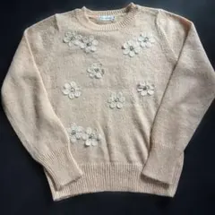 ボンメルスリー BON MERCERIE 花モチーフ ニットセーターのサムネイル