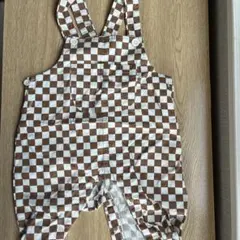 petit main チェック 柄 ロンパース 70cm