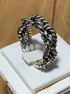 新品 シルバー925 ロープ チェーンリング 燻し加工 編み込み 指輪 幅広