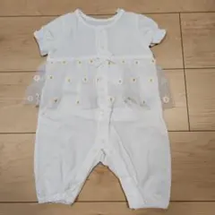 カバーオール　ロンパース　新生児　レース　花柄　リボン　バースデイ　プティマイン