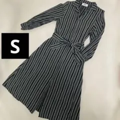 AZUL by MOUSSY シャツワンピース 長袖ブラック・ホワイトストライプ