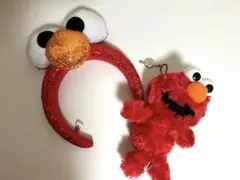 エルモ カチューシャ スパンコール & ぬいぐるみ キーホルダー セット