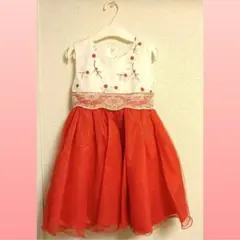 【新品・未使用】ノースリーブワンピースドレス 白・レッド 110サイズ