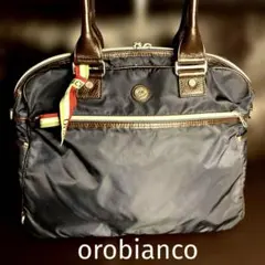 ☆orobianco☆ ナイロン＆レザー　ネイビー MADE IN ITALYのサムネイル