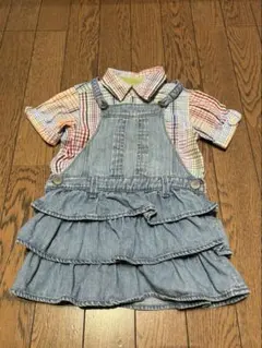 baby GAP 80センチ　オーバースカートとチェックシャツセット