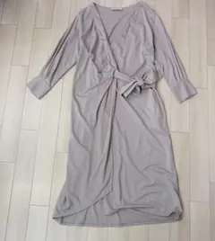 ナノ・ユニバース ベージュ ラップスタイル 長袖ワンピース