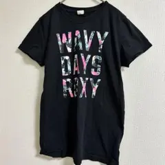 ロキシー ROXY 【L】Tシャツ黒 ボタニカル柄ロゴ 品番RST181606Yのサムネイル