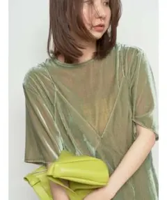 新品FRAY I.D クラッシュベルベットキャミワンピース