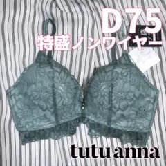 【D75】チュチュアンナ 特盛ブラ ノンワイヤー グリーン スモーキーグリーン