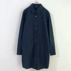 5369 無印良品　長袖コットンシャツ　チュニック　ネイビー　Mのサムネイル