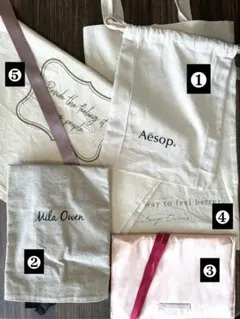 まとめ売り！5点セット(布巾着袋　ラッピング用布　ポーチ)