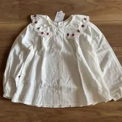 après les cours いちご刺繍 フリル襟 シャツ 140