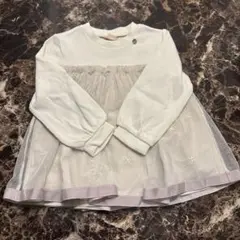 プティマイン　長袖チュニック ホワイト　100cm