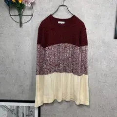 ☆美品☆THE SHOP TK メンズ セーター アラン模様 L ボルドー