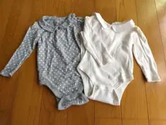 baby GAP　丸襟　長袖ロンパース　12-18ヶ月 ドットグレー＆ホワイト