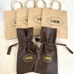 サボンSABON ショッパー　ショップ袋　紙手提げ４枚　リボン不織布巾着２枚