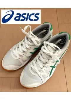 【美品】ASICS スポーツシューズ ホワイト/グリーン　23㎝