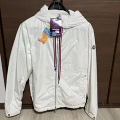 MONCLER ホワイト フード付き ダウン トリコロール