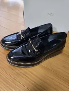 EVOL エナメルビットローファー ブラック24.5cm