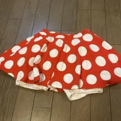 赤と白の水玉模様 フレアスカート 100cm~