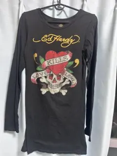 Ed Hardy 長袖Tシャツ スカル ハート ラメ入り 平成ギャル y2k