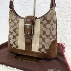 COACH オールドコーチ ワンショルダーバッグ シグネチャー レザー スエード